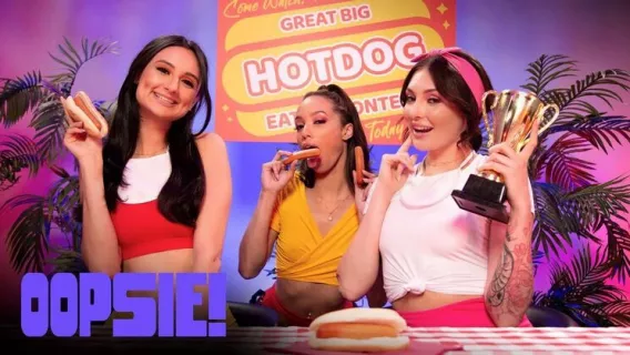 Hot Dong Eating Contest ※ Eliza Ibarra, Charlotte Sins, Alexis Tae ※ Oopsie!